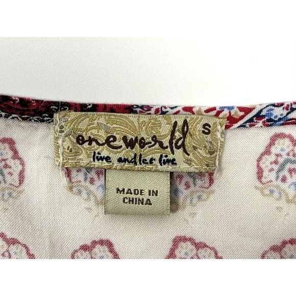One World Dress Paisley/Floral Print Hi-Low Hem Bell Cuff Boho‎ Romantic Size S - Picture 12 of 16